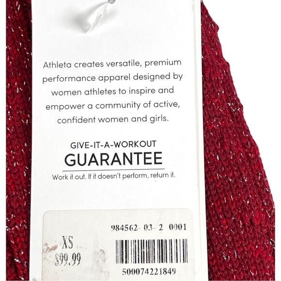 Athleta Crossroads Red Metallic Silver Crewneck Knit Sweater Women’s Size XS NWT - Picture 7 of 10